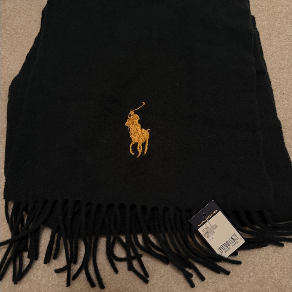 Ralph Lauren Big Pony 100% Lamb Wool green Scarf